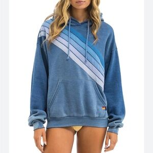 Cross Stripe Relaxed Hoodie Faded Water